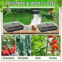 Vista 6 de Halatool Juego de 2 bandejas de iniciación de semillas, paquete de 2 bandejas de germinación con 50 pellets de coco, sistema de germinación