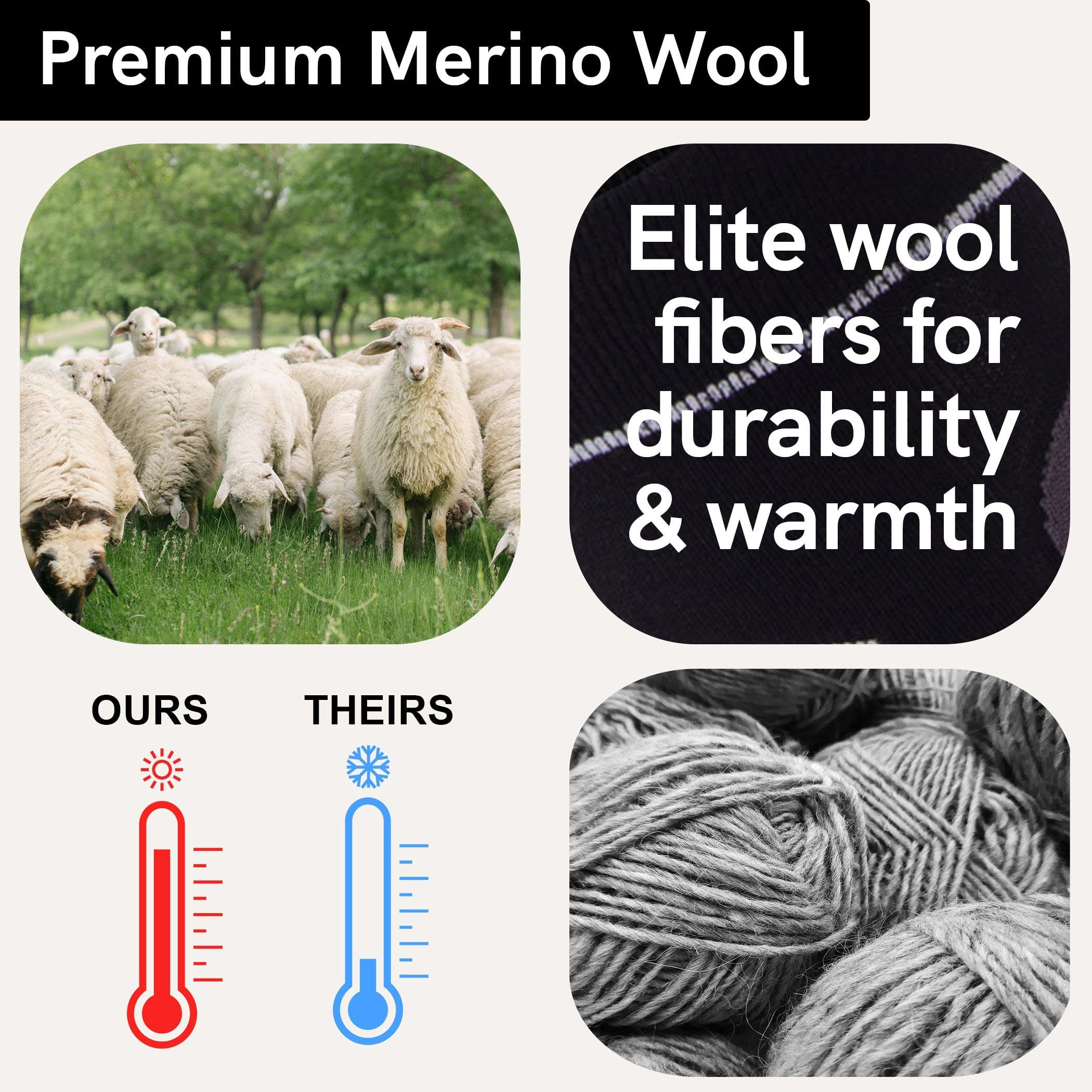 Calze da sci ultra sottili e leggere, per snowboard e sci, in lana merino - Nero - Medium