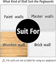 Vista 5 de 4 Piezas Paneles de Tablero Perforado, Soporte de Pared de Tablero Perforado ABS Blanco, Fácil Instalación para Sala de Manualidades, Garaje