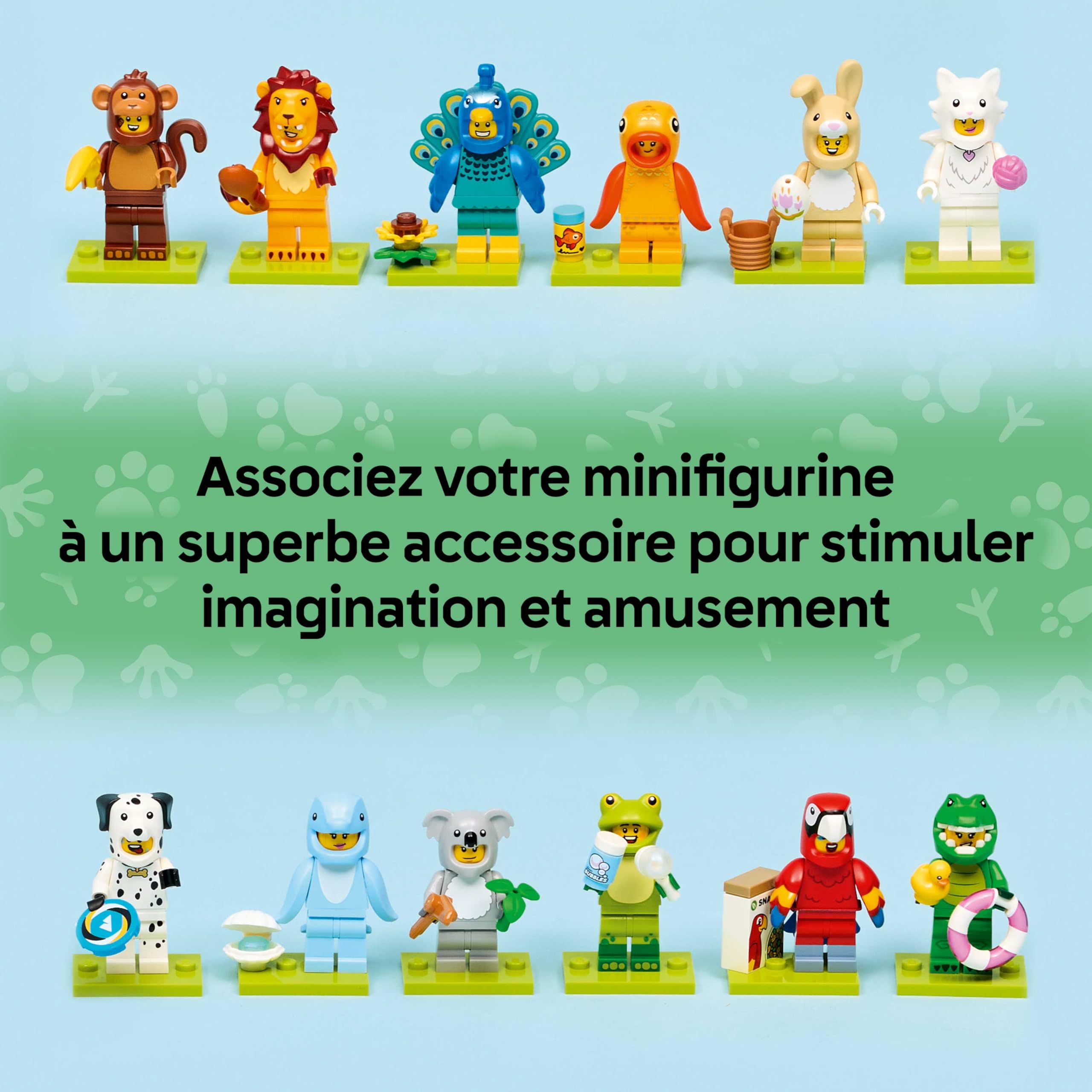 LEGO Minifigures Série Animaux 28 - Boîte Mystère 71051 - 1 des 12 Jouets Surprises à Collectionner - Figurines Dont Lion, Lapin, Chat & Dauphin - Pinata dès 5 Ans