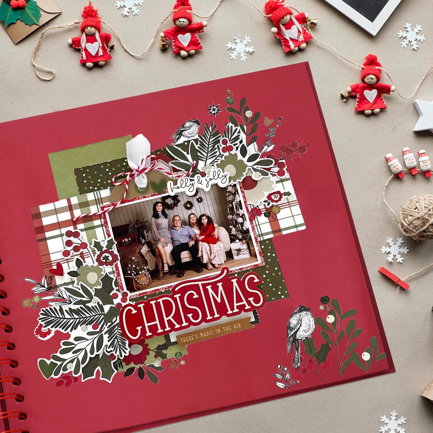 Christmas Memory Book - 10" x 10" Scrapbook Album, 60 Pages, with Photo Corner Stickers | DIY Holiday Keepsake Kit | Merry Christmas Gift for Memories - Image 5