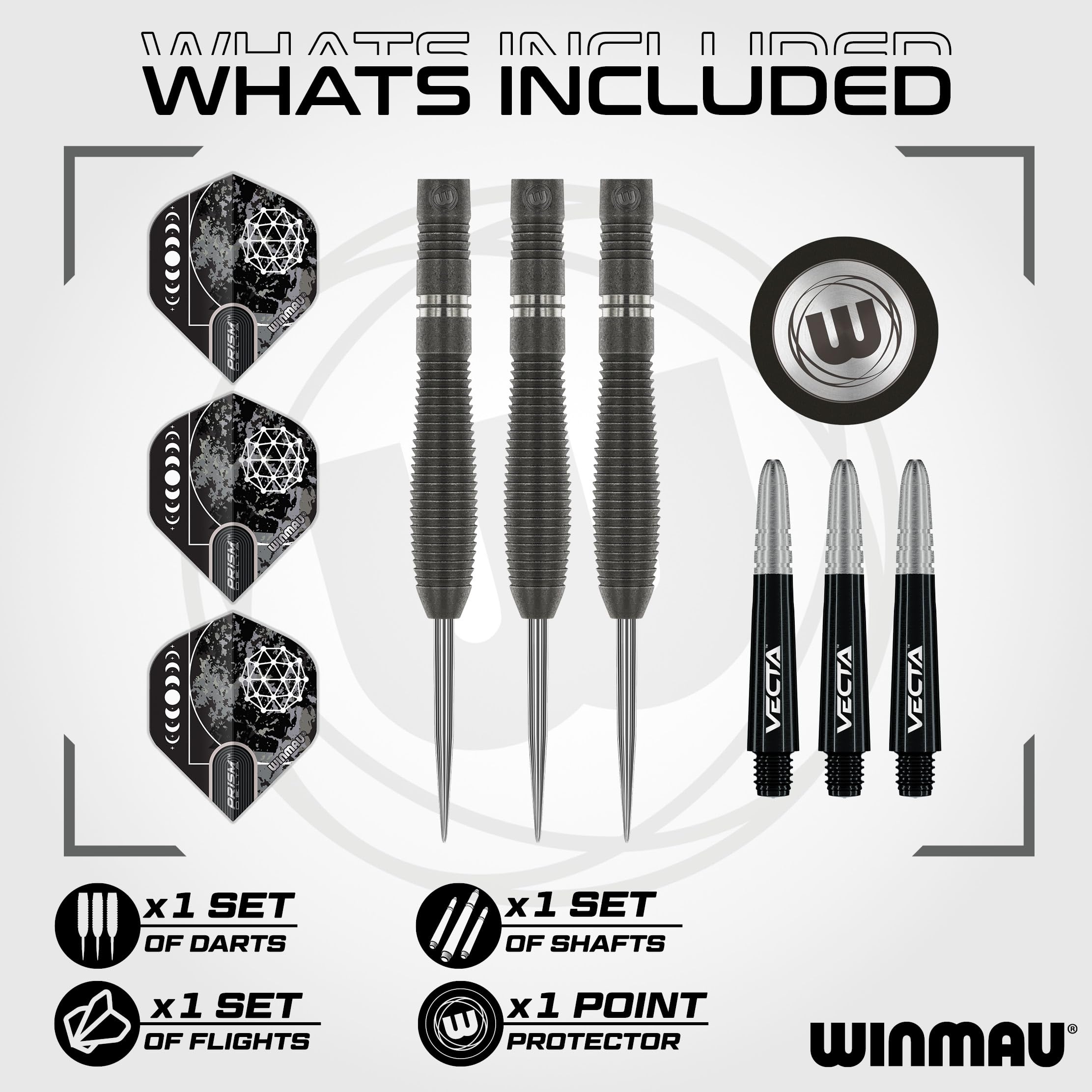 Winmau Darts Callisto 24g 90% Professional Tungsten Steel Tip Darts Set with Dart Flights and Dart Shafts (Stems)