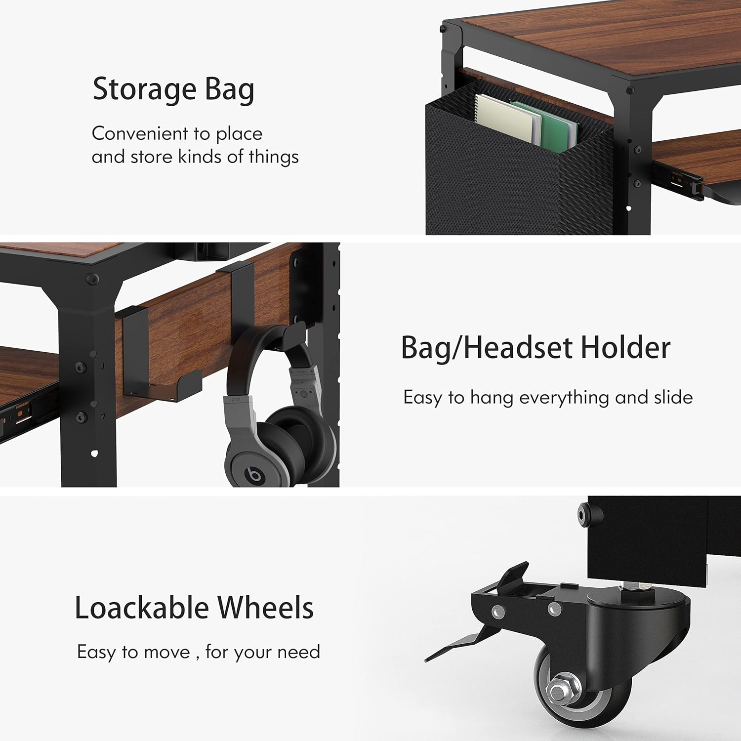 Fenge AV Presentation Cart Stand with Keyboard Tray,Printers-Metal Construction Rolling Storage Cart with Adjustable Shelves for Office Home, AC750005WG : Office Products