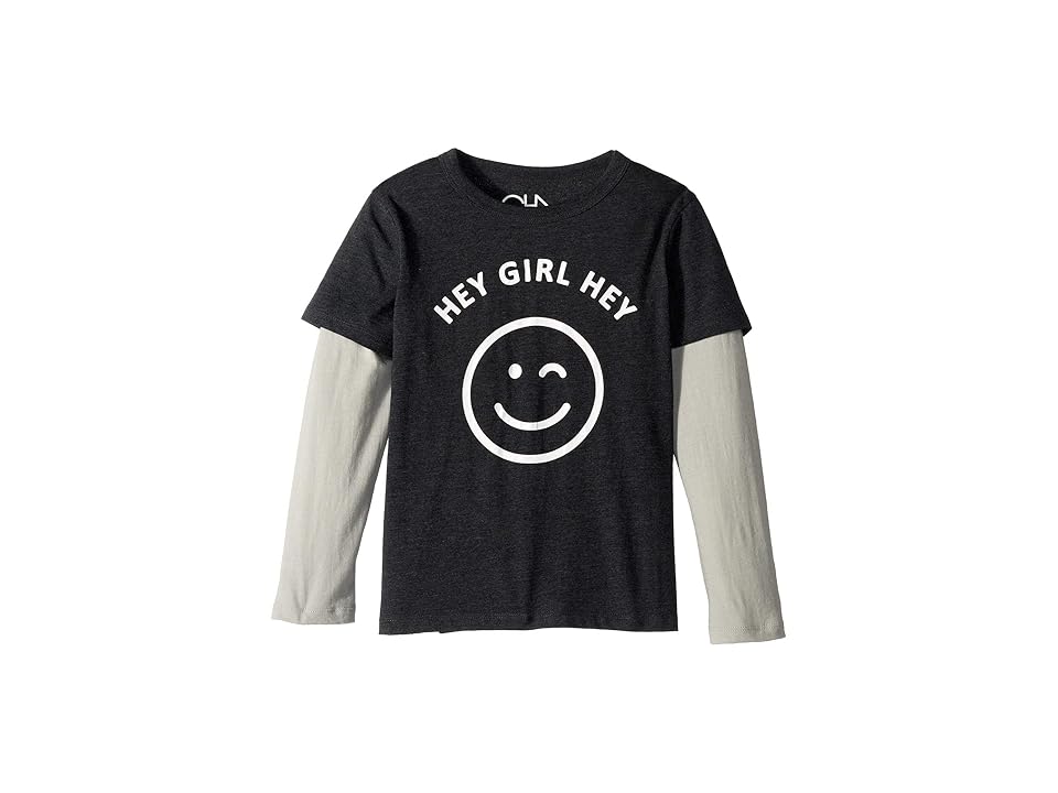 

Chaser Kids Extra Soft Hey Girl with Smiley Face Twofer Tee (Toddler/Little Kids) (Black/Platinum) Boy's Long Sleeve Pullover