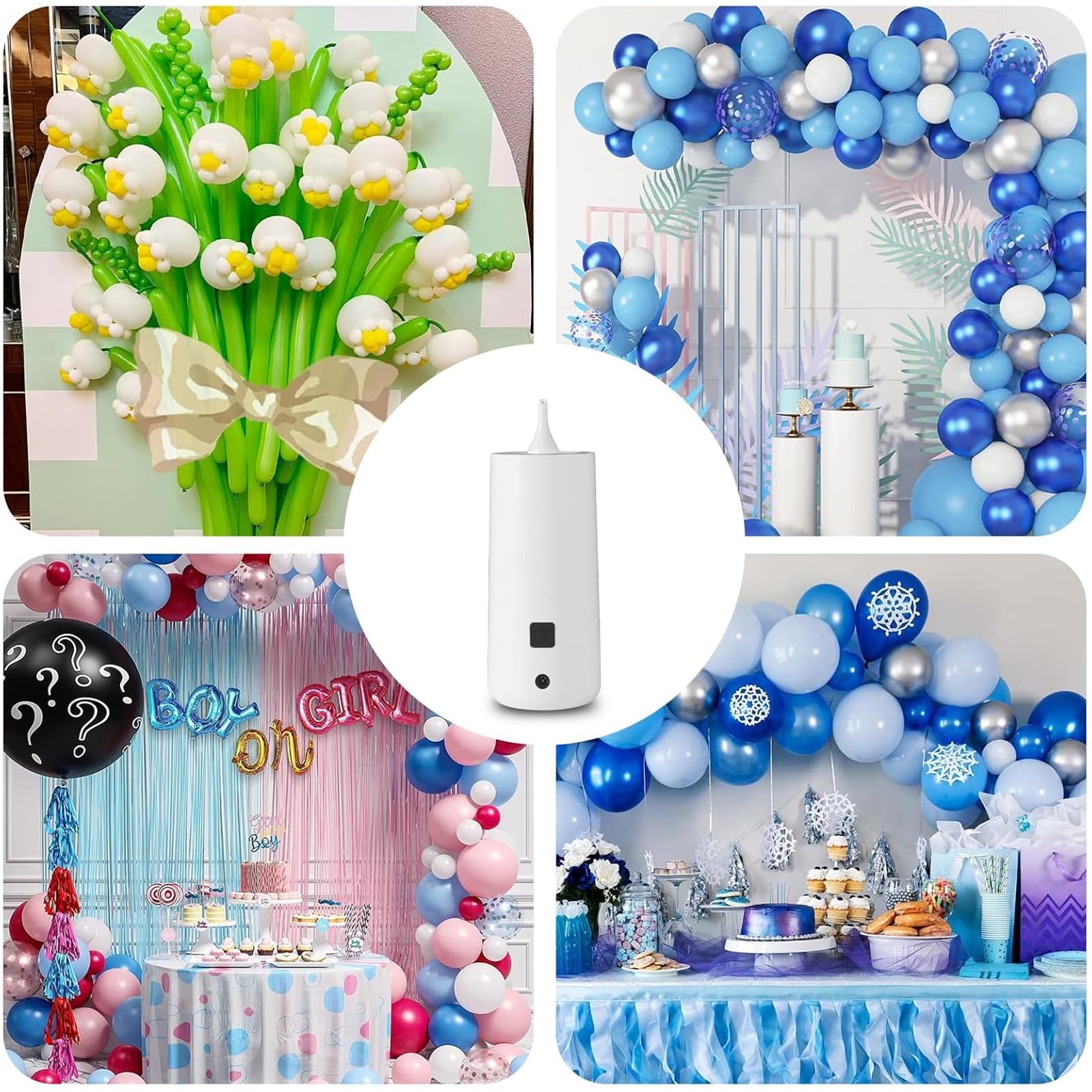 OBEST Pompa Elettrica per Palloncini Silenziosa Gonfia Palloncini Elettrico,Gonfiatore Portatile Della Macchina a Palloncino per Matrimoni Feste Compleanni Decorazioni di Natale