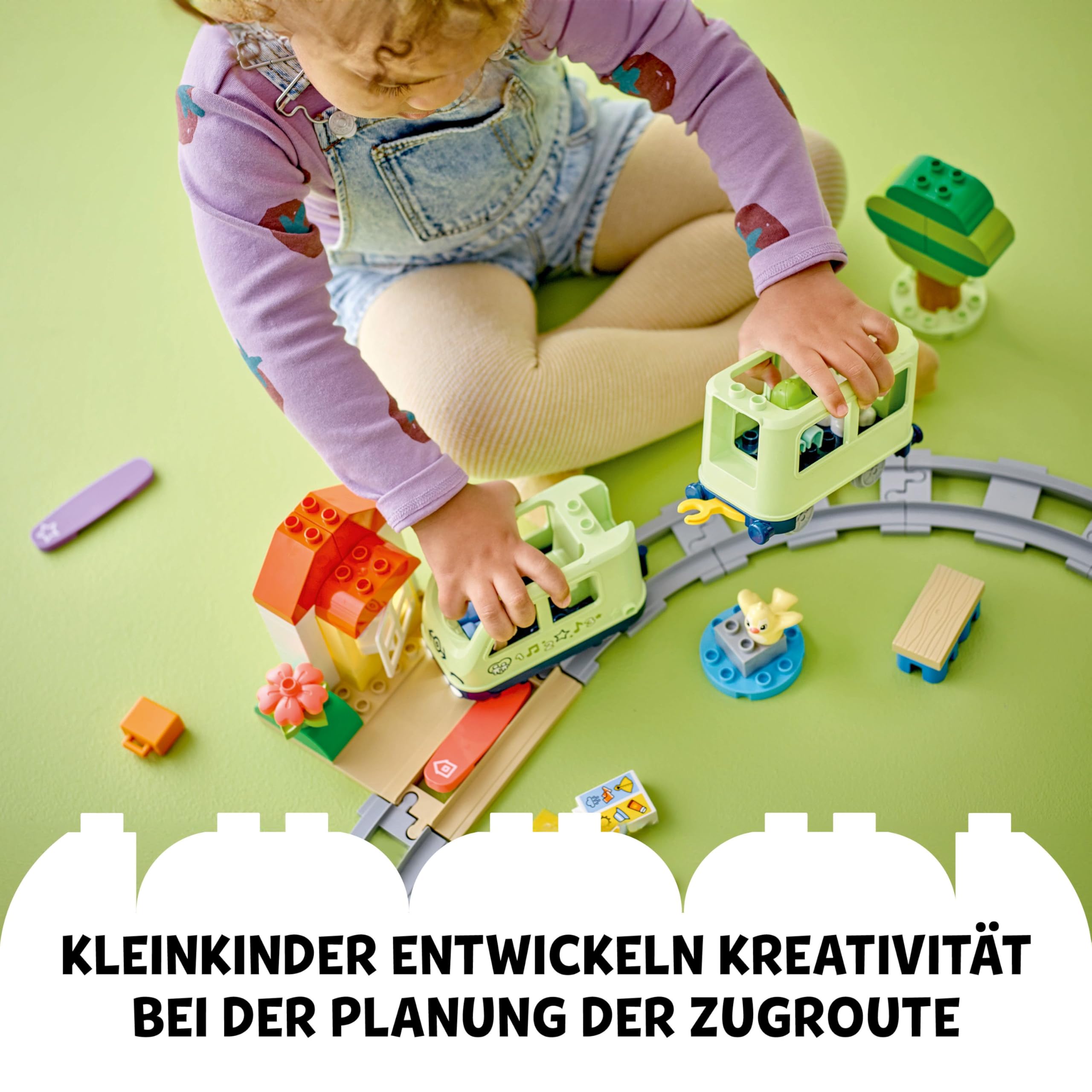 LEGO DUPLO Interaktive Abenteuer-Eisenbahn - Lernspielzeug für Kleinkinder ab 2 Jahren – 14 Gleisstücke, Aktionssteine mit Geräuschen und 4 Spielfiguren – Geschenkidee für Jungen & Mädchen - 10427