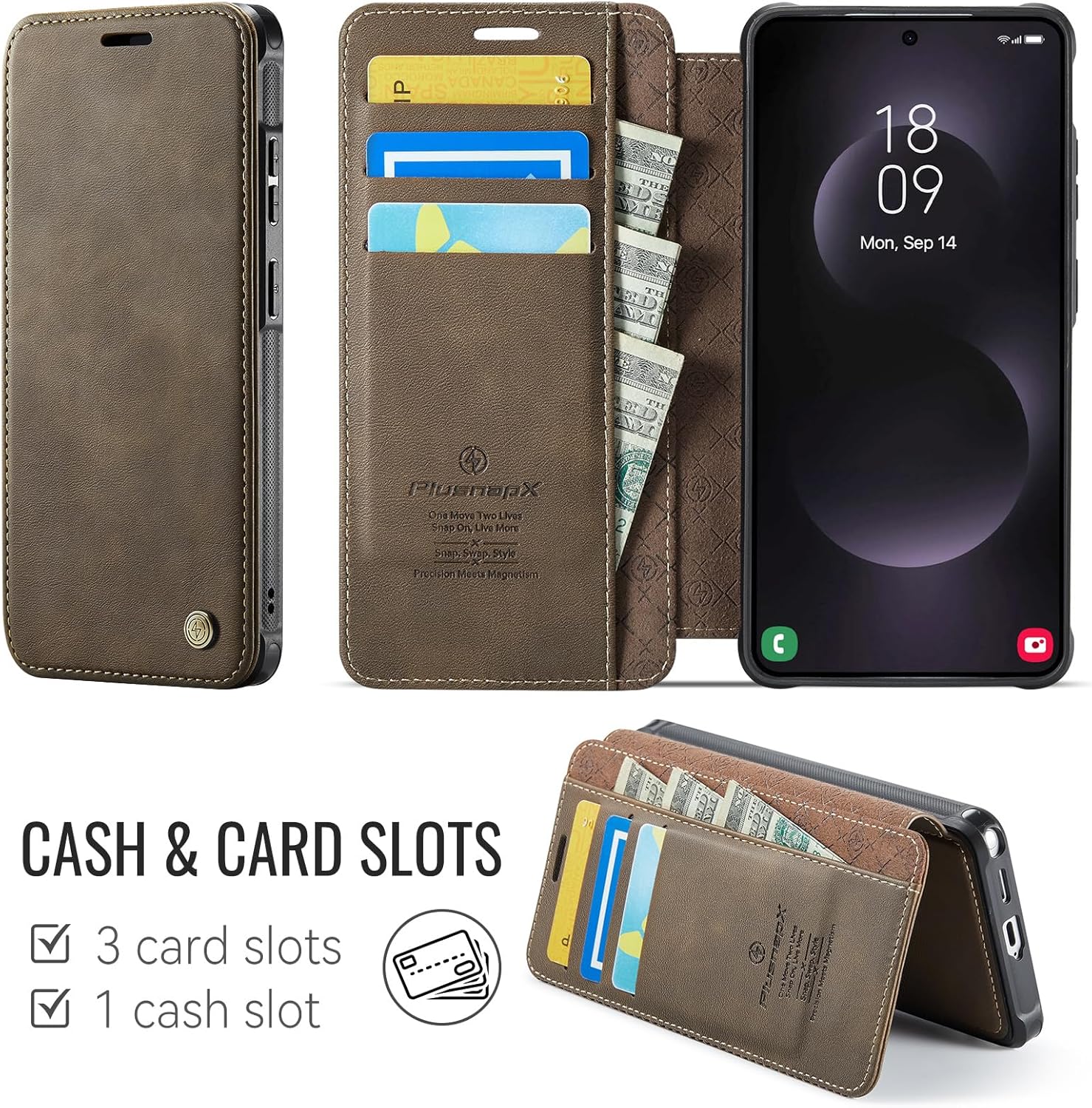 for Samsung Galaxy S26 Ultra Wallet Case Compatible with Magsafe, PU Leather Flip RFID Blocking Card Holder Shockproof Magnetic Women Men Wallet Phone Case Cover for Galaxy S26 Ultra, Brown