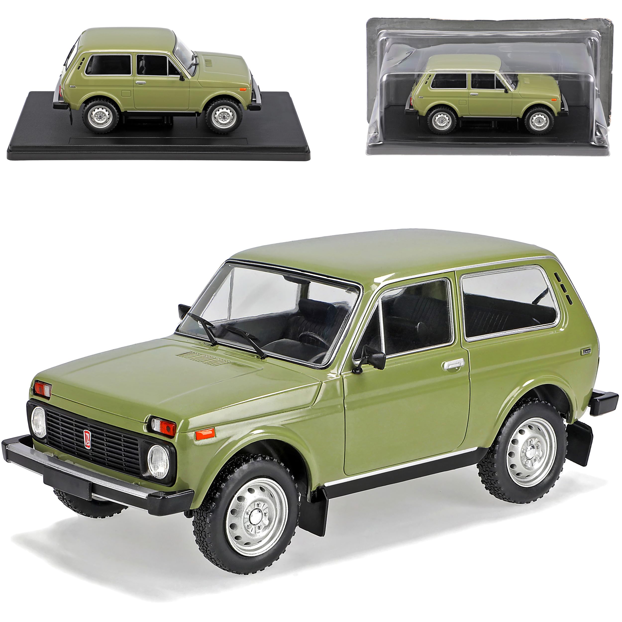 alles-meine.de GmbH Lada Niva was 2121 Grün Ab 1976 mit Sockel 1/24 Modell Auto mit individiuellem Wunschkennzeichen