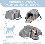 Petsfit Expandable Large Cat Carriers Small Dog Carrier, Airline Approved Soft-Sided Portable Washable Pet Travel Carrier with Two Extension for Kittens,Puppies,Rabbits