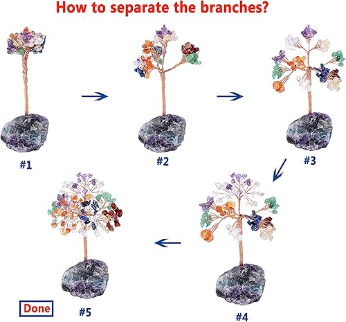 Miniatura 6 de MANIFO Figuras de árbol de la vida de Feng Shui con cristales curativos de cristal de aguamarina