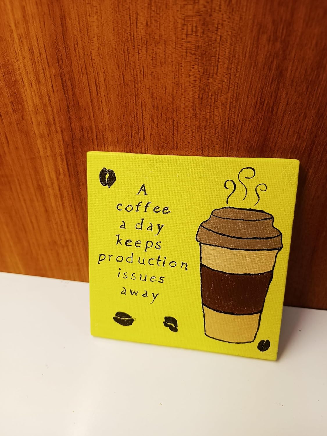 Handmade Acrylic Canvas Painting 4×4 Inch – Fun Desk Decor Gift for Secret Santa & New Year Desk Gift for Office Colleagues (Tabletop (With Stand), 10.16, Centimeters, 10.16, Centimeters)