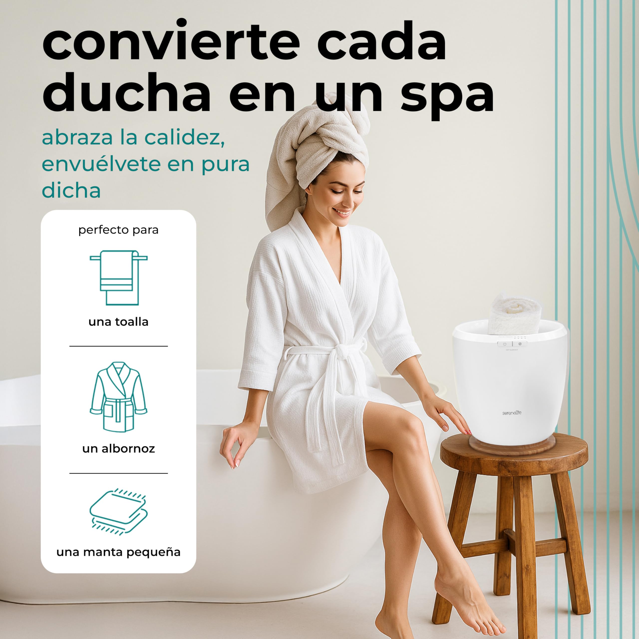 SereneLife calentador de toallas de encimera, Towel warmer, Spa, Calientatoallas, Electrico, Para baño, Apagado automatico, Portatil, ideal tambien para Pijamas, Manta, Bata de baño
