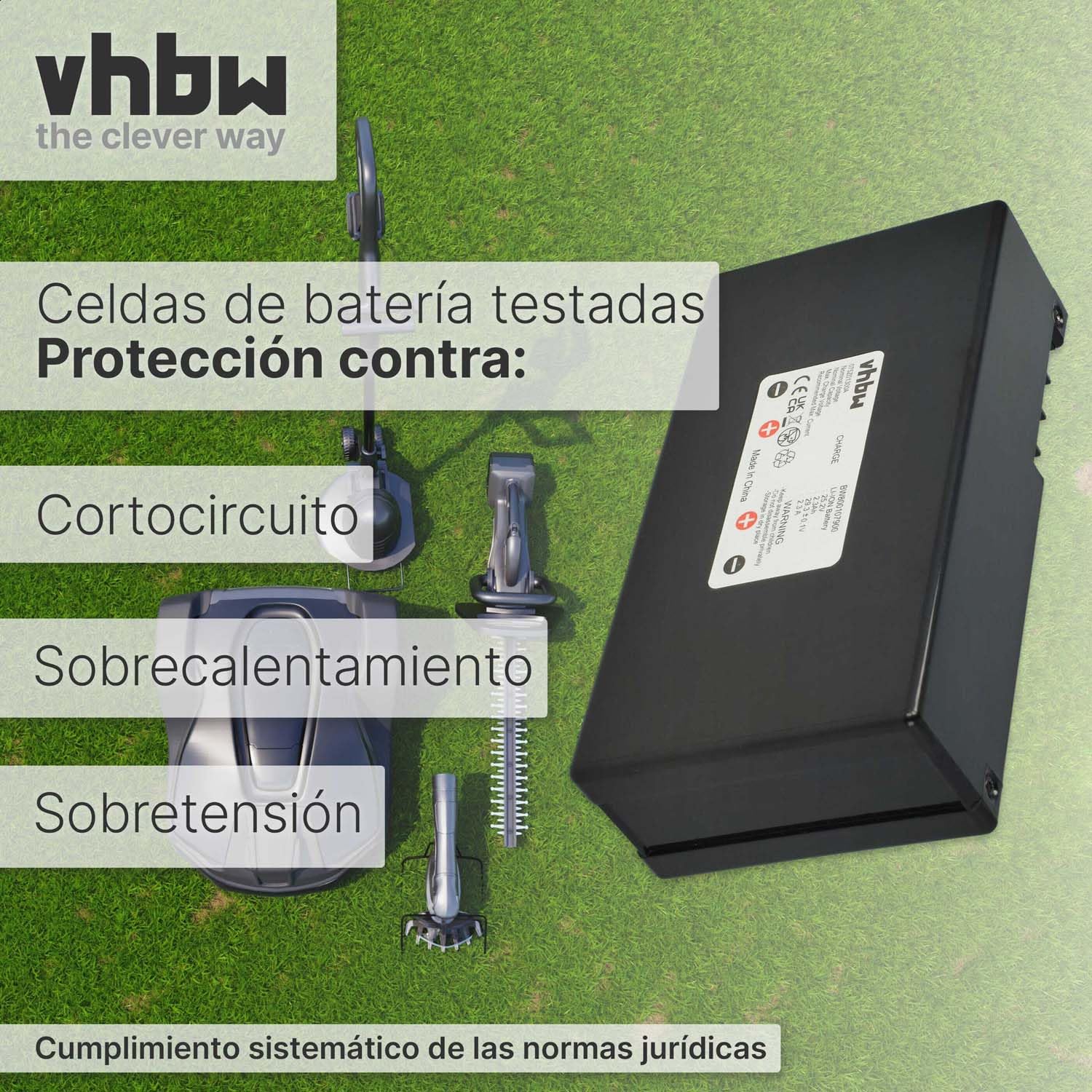vhbw Batería Recargable reemplaza Zucchetti 075Z01300A | para robot cortacésped (2300 mAh, 25,2 V, Li-Ion)