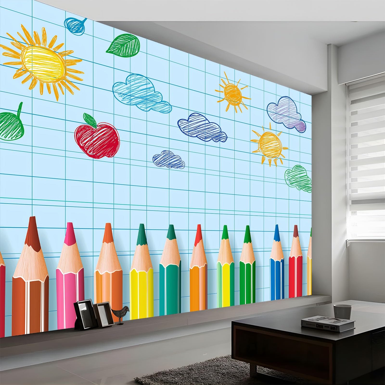 450 x 280 cm, fototapeta na wymiar, rysunek ołówkiem, szkic, niebieski, fotorealistyczny, druk HD, tapeta na flizelinie premium, tapeta z motywem, dekoracja ścienna, dekoracja ścienna, dekoracja
