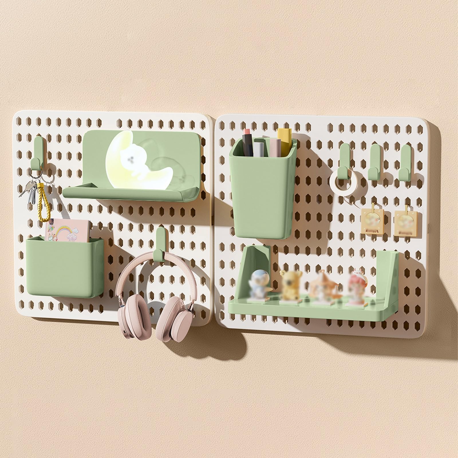 Présentoir pour Panneau perforé, Organiseur Mural de Bureau, Panneau perforé de Cuisine, Ensemble de Rangement Mural, Kits de Panneaux perforés pour Chambre, Bureau et Salle de Bain