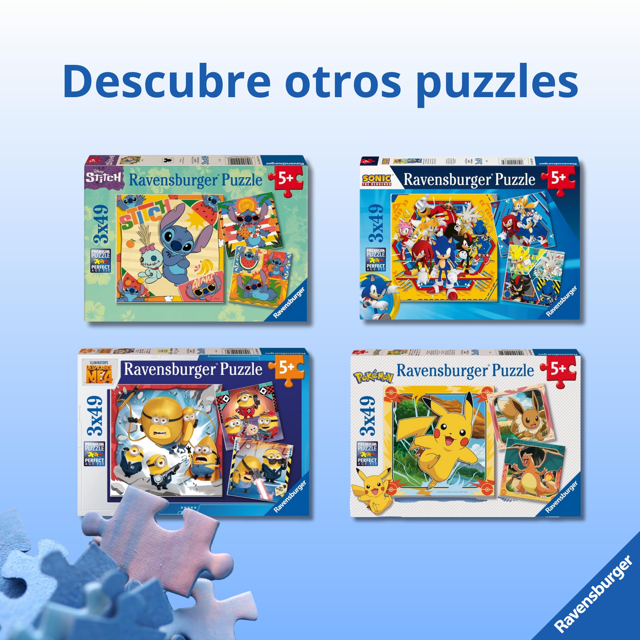Puzzle 3 Años Ravensburger - Puzzles Crías De La Selva Pack De 3 | Puzzle 5 Años O Más | Regalos Para Niños De 5 Años De 3 X 49 Piezas | Rompecabezas Niños De Mesa Puzzle