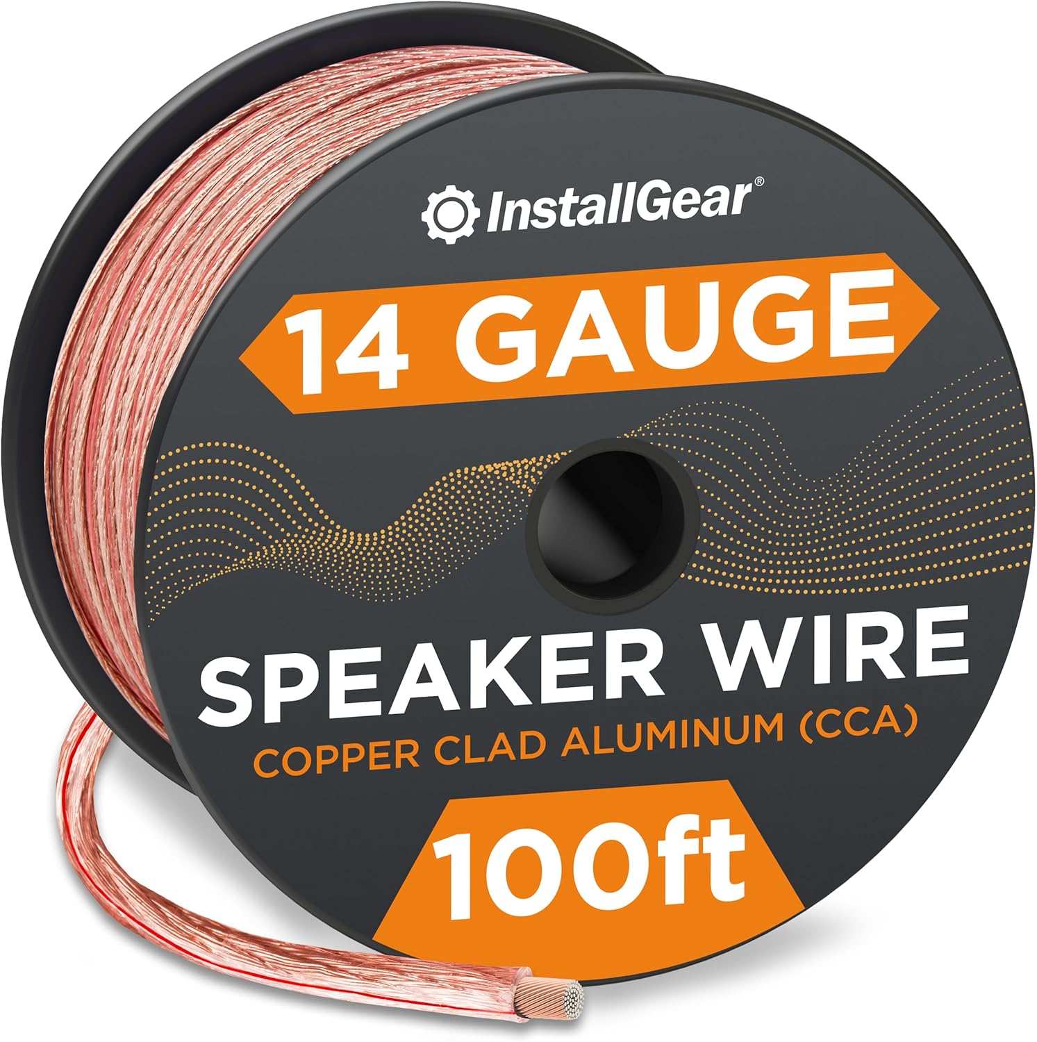 InstallGear 14 Gauge Wire AWG Speaker Wire (100ft Clear