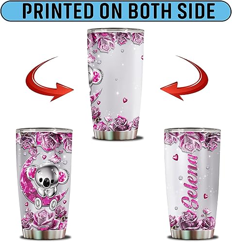 Miniatura 6 de Vaso de Koala personalizado, regalo para mujeres, niñas, hija, mamá, aislado de 20 onzas, taza de café de acero inoxidable, taza de viaje, botella
