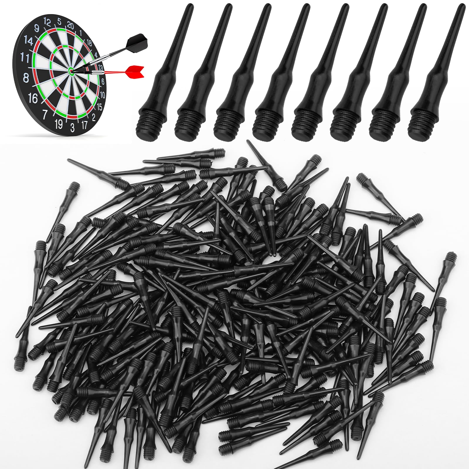 Samamoca 250 Stück Soft Dart Spitzen,Kunststoffspitzen Für Dartpfeile,Soft Dartspitzen,Dartpfeile Kunststoffspitze Ersatz,Pfeilspitzen Dart Kunststoff,Äußerst Stabil Und Langlebig, Schwarz