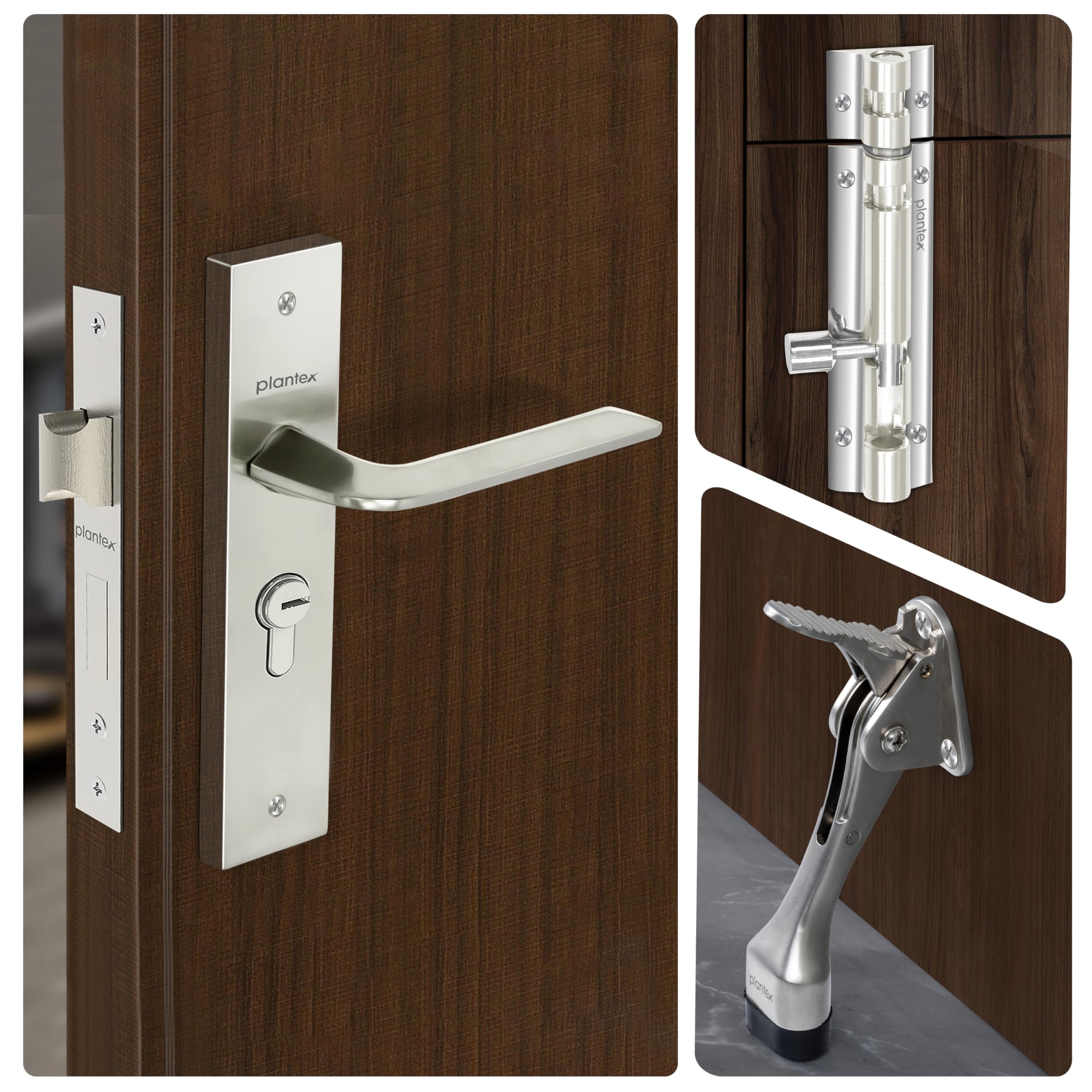 Plantex Heavy-Duty Door Lock Set - Main Door Lock Handle Set/ 6-Lever Lock Mechanism with 3 Years of Warranty/Mortise Lock with 3 Keys, Brass Lock Body & Cylinder(8105 - Matt) — Amazon image 10
