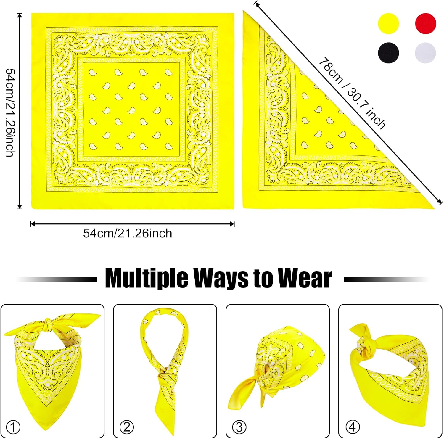 MELLIEX 4 Stuks Bandana's - Veelzijdige Hoofddoek Voor Dames En Heren In Paisley Print