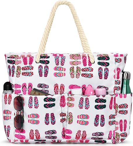 Miniatura 2 de oscaurt Bolsas de playa para mujer, bolsa de playa impermeable a prueba de arena, bolsa de playa de gran capacidad con bolsillo para ropa húmeda