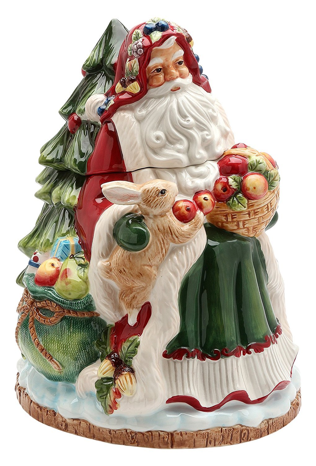 Tarro para galletas Cosmos 10694 de Papá Noel en cerámica multicolor de 11.5 pulgadas