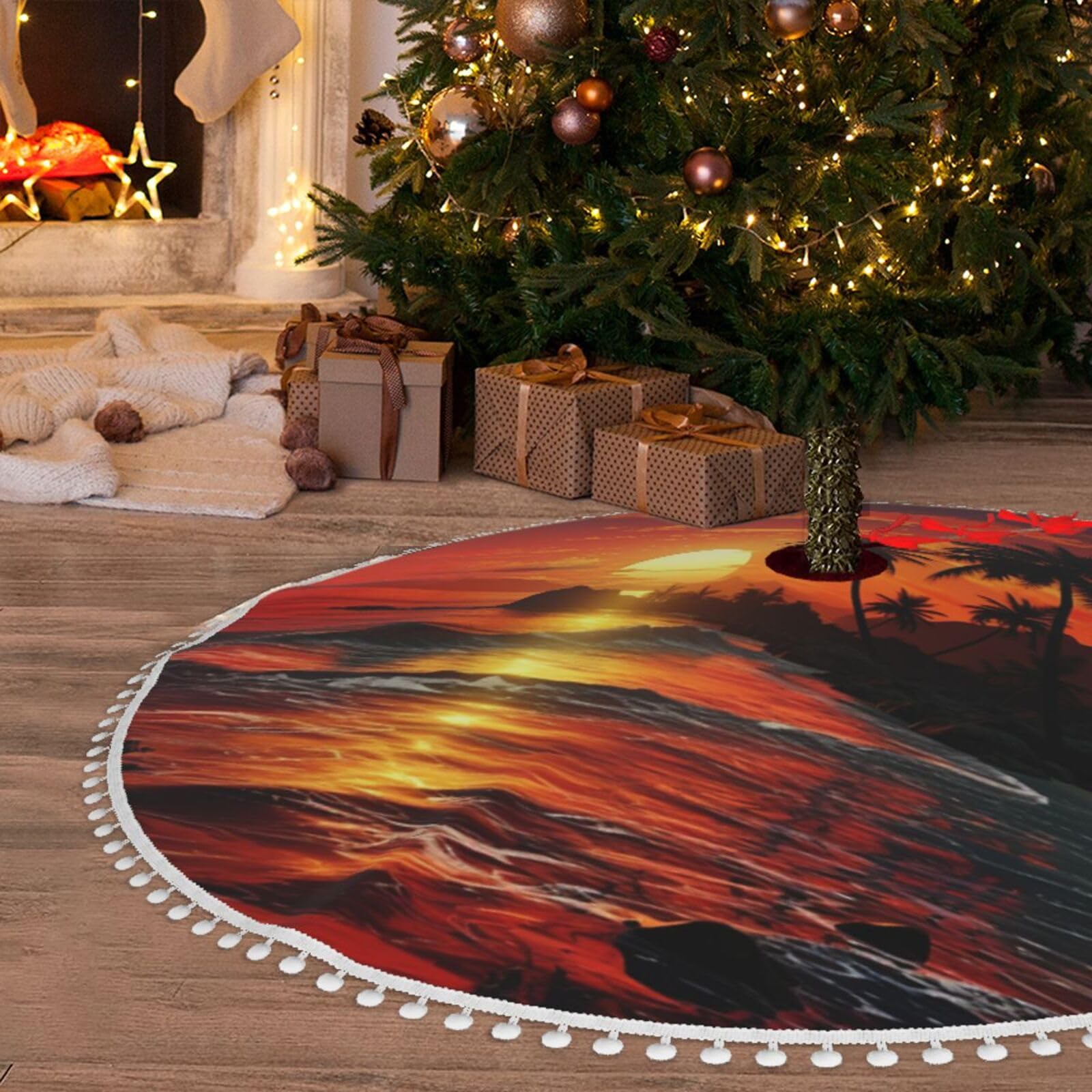 Jupe de sapin de Noël pour vacances et ferme grand tapis doux