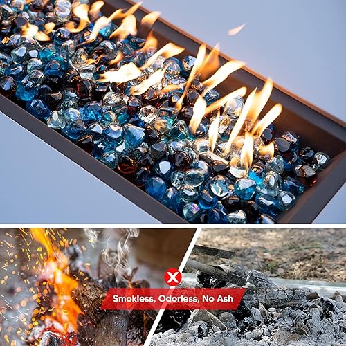 Miniatura 3 de Mr. Fireglass - 4,53 kg de diamantes de vidrio ignífugo mezclados para chimenea y lugar para fogatas y paisajismo - 2,54 cm de rocas de fuego de