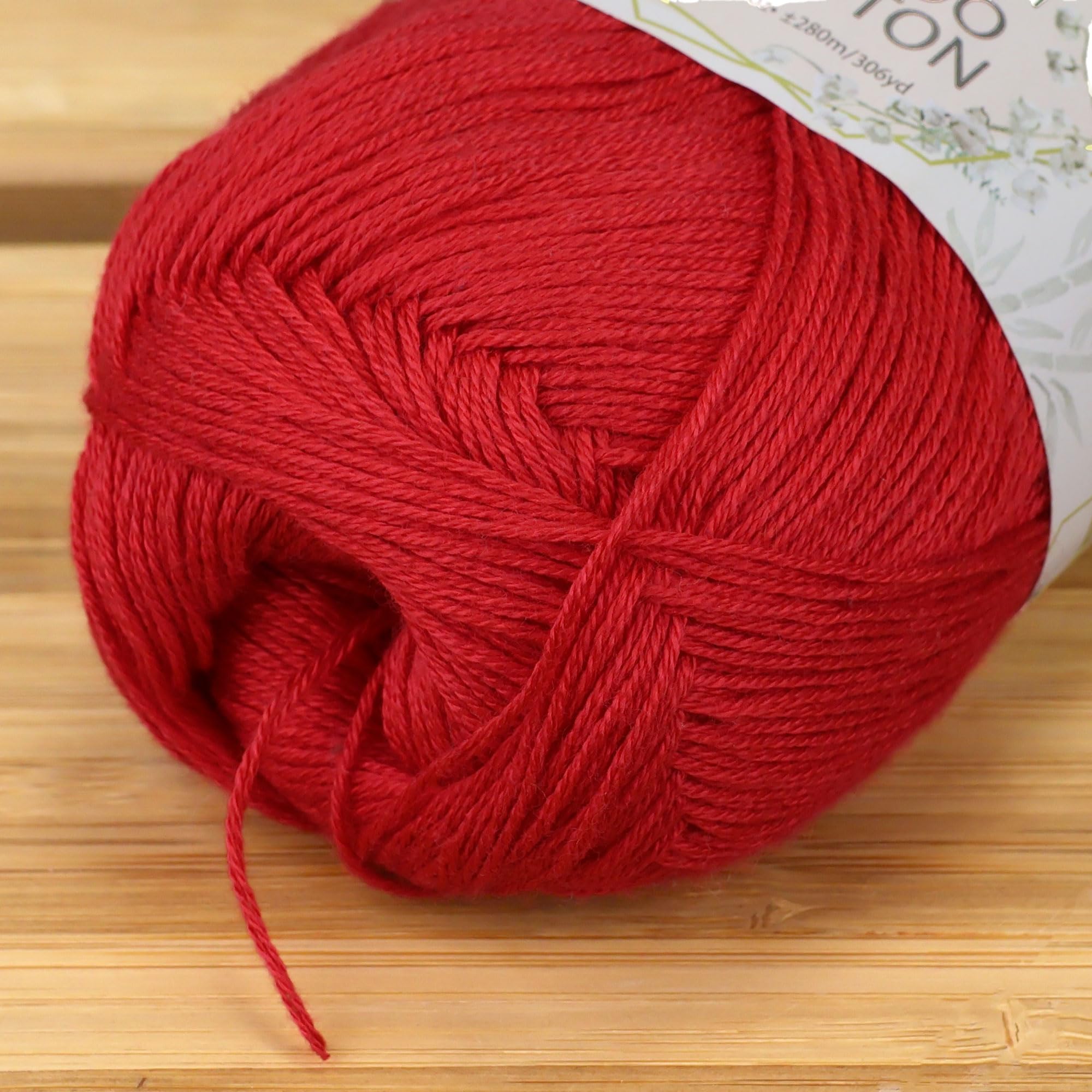 JubileeYarn Baby Soft Bamboo Cotton Yarn - 50g/Skein - Carmine Red - 4 Skeins, 410 Carmine Red - Image 3