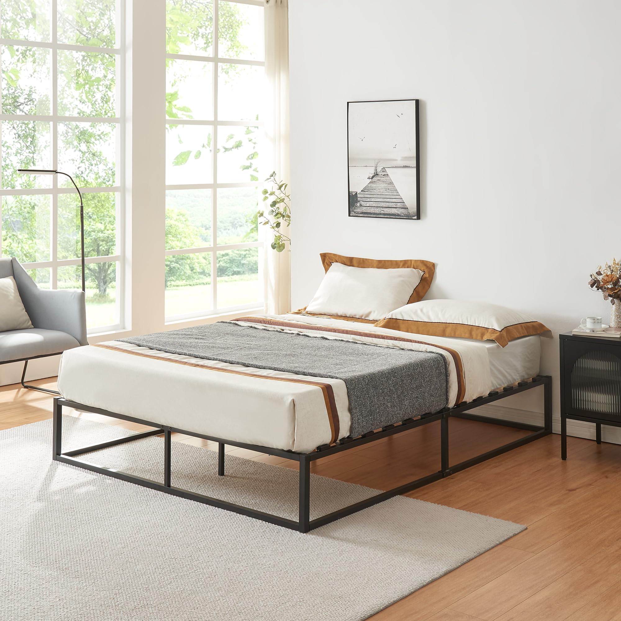 Struttura letto matrimoniale in legno per adulti Struttura letto senza materasso 120 x 200 cm Nero con telecomando | Leroy Merlin