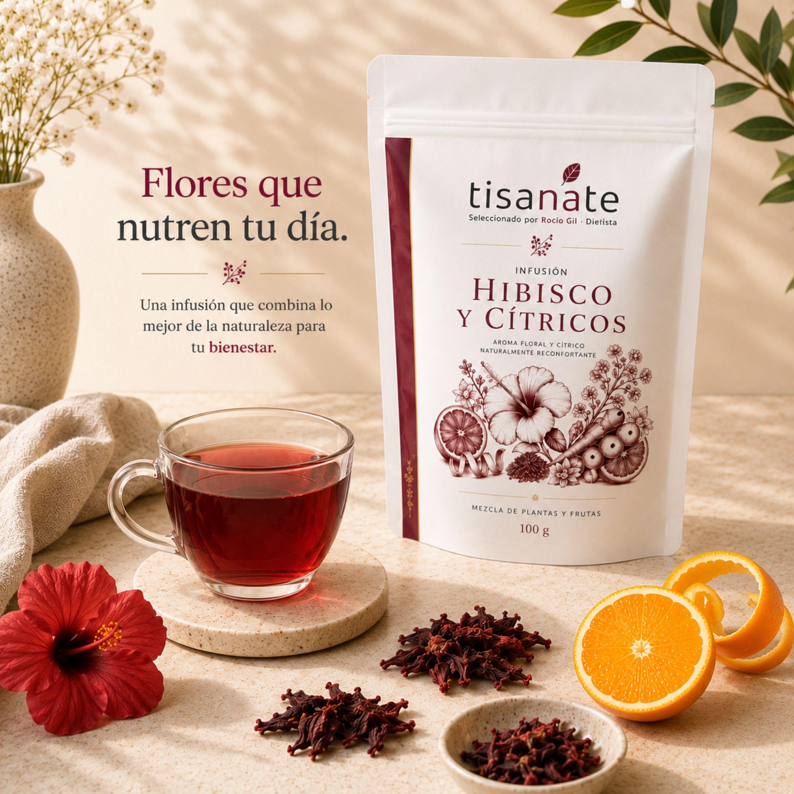 Infusión Hibisco y Cítricos 100g – Té de Hibisco y Flor de Jamaica con Naranja y Limón