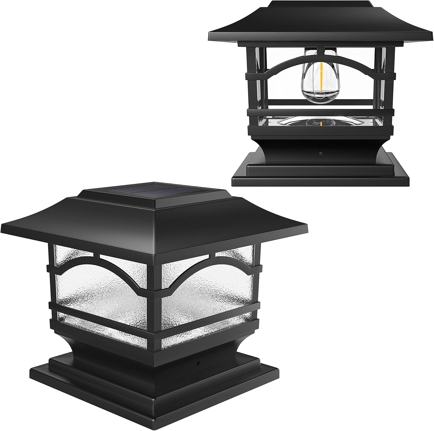 Davinci Lighting Edison (1 Pack) and Premium (1 Pack) Solar Post Cap Lights - Slate Black