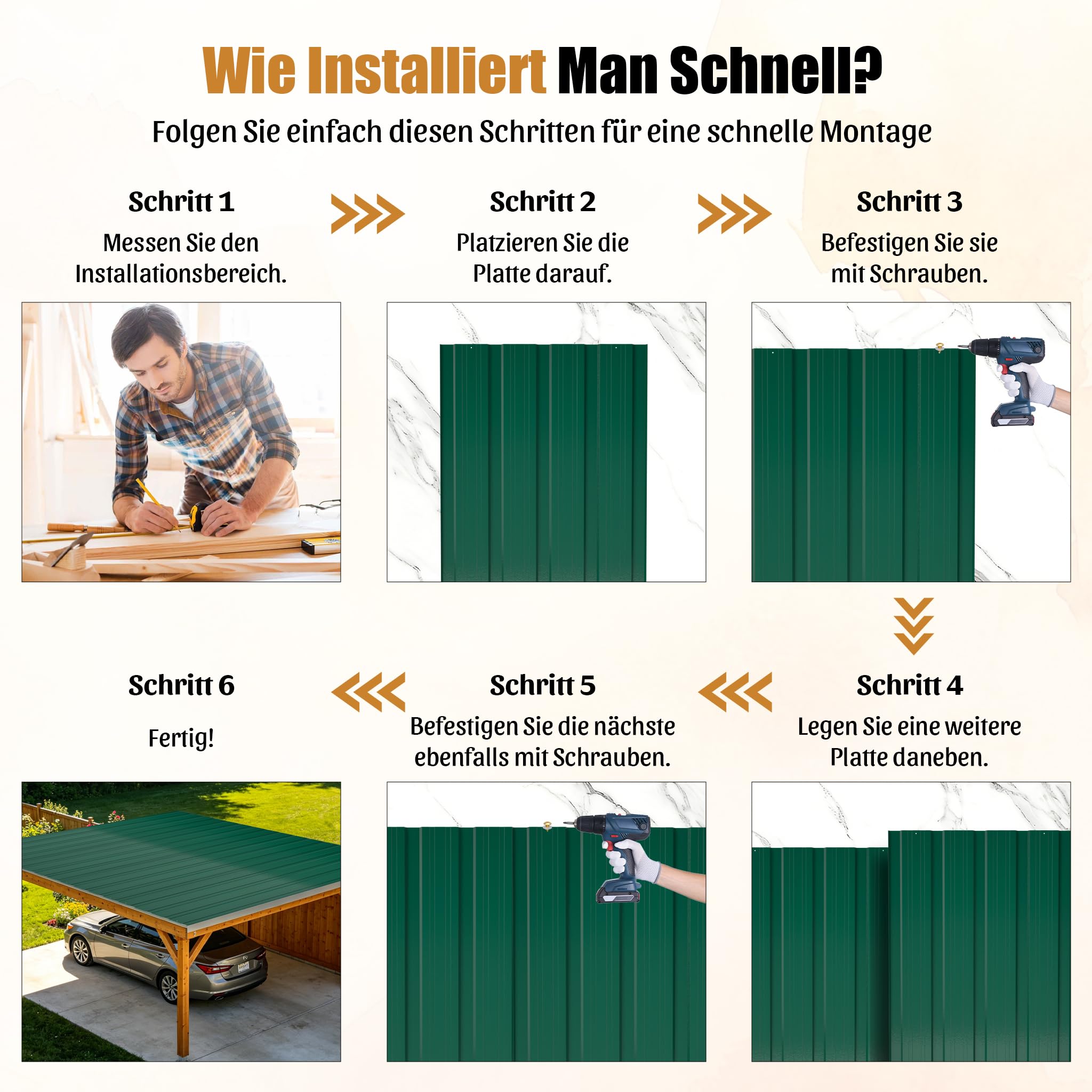 Profilblech Verzinkter Stahl Dachblech Set 12 m² 42,6x108 cm 0,25 mm Grün UV-beständig Winterfest