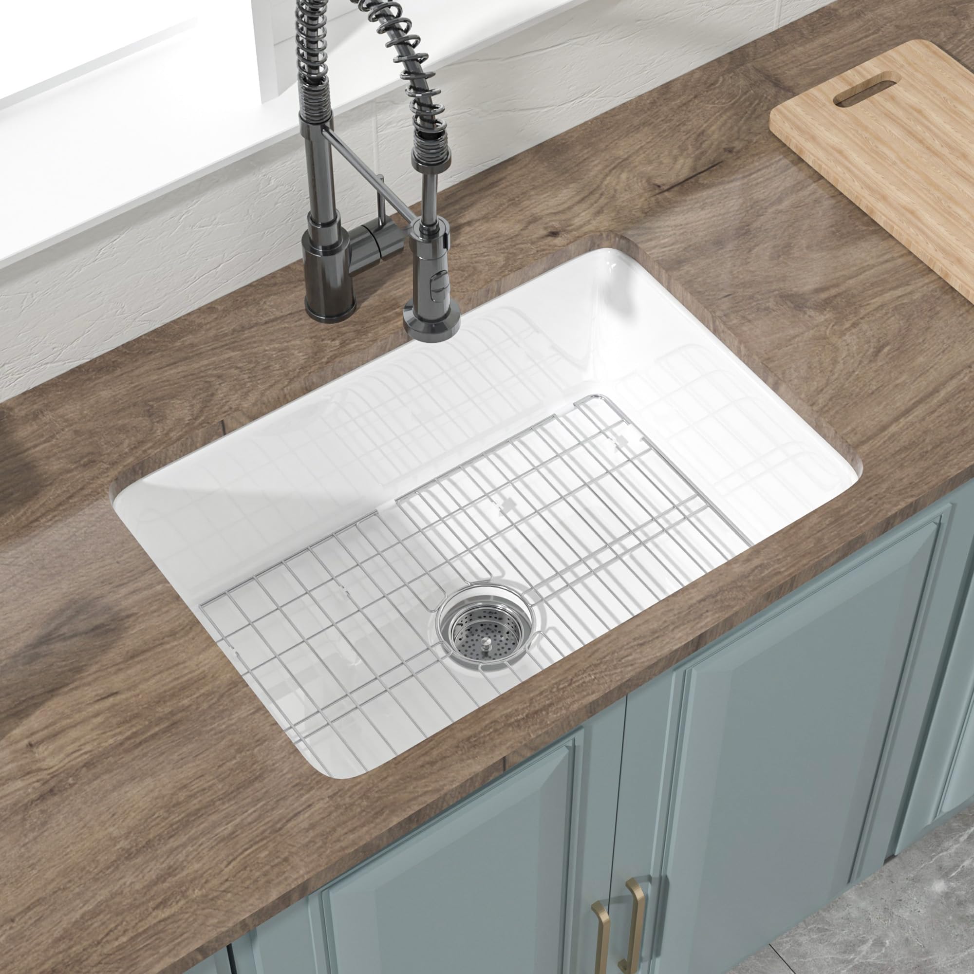 Photo 1 of HOMLYLINK 27" x 19" Fireclay Undermount or Drop In Kitchen Sink White
