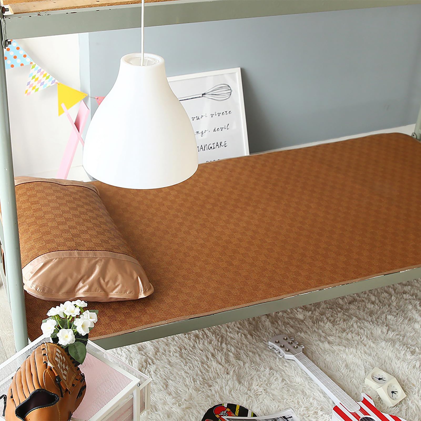 Qcwwy Rattan-Bambusmatte, Bambus-Bettlaken, Rattan-Matte für Bett mit Superelastischem, Festem Band, Umweltfreundlich, Ungiftig, für den Sommer Kühl, Faltbar Ai衍生词:-Bambusmatte, Bambus-Bettlaken,