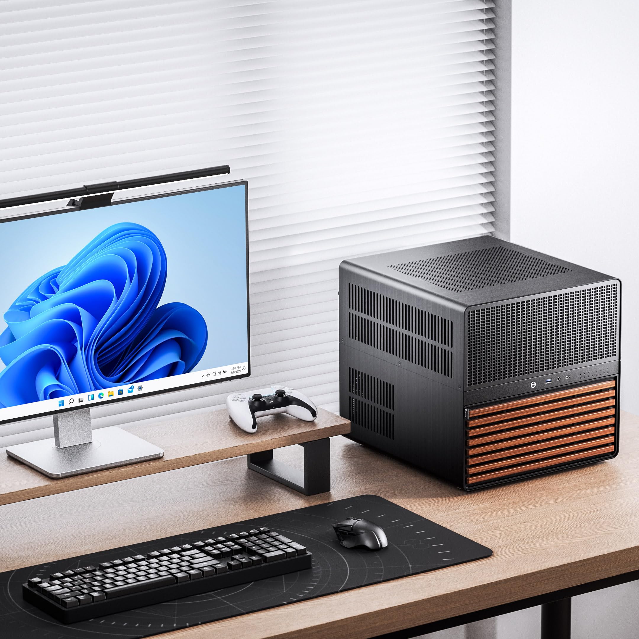 Jonsbo N5 NAS Case – Case a cubo E-ATX con spazio per 16 unità, 8 slot, design a rete, finitura in legno, USB-C, ideale per NAS e workstation, nero