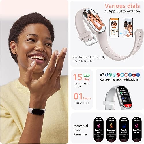 Miniatura 7 de FITVII Slim Fitness Tracker AMOLED with Blood Oxygen, Blood Pressure, 247 Heart Rate and Sleep Tracking, IP68 Waterproof Activity Trackers and Smart