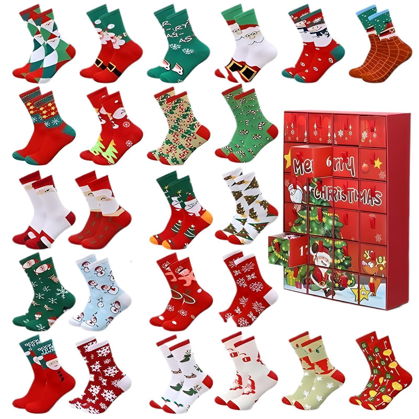 Calendario de Adviento de cuenta regresiva de Navidad, 24 días, decorativo y transpirable | Decoración de pared de dibujos animados para invierno, Año Nuevo, interior, repisa de chimenea, dormitorio, sala