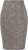 Kate Kasin Women's Stretchy Tweed Pencil Skirt - Knee Length Elastic Waist Bodycon Midi for Office & Casual Wear