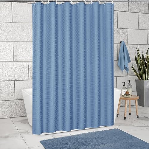 Vista 159 de MitoVilla Cortina de ducha extra larga de 72 x 84 pulgadas, cortina de ducha de tela gofre verde salvia de 84 pulgadas, cortinas de ducha de granja