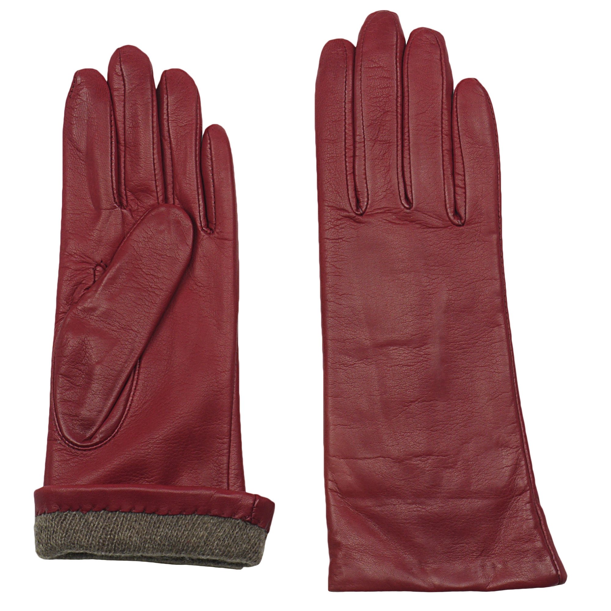 Women’s MELODY Sheepskin Leather Glove, Warm Cashmere Lined 3 btn length (Red, Small)