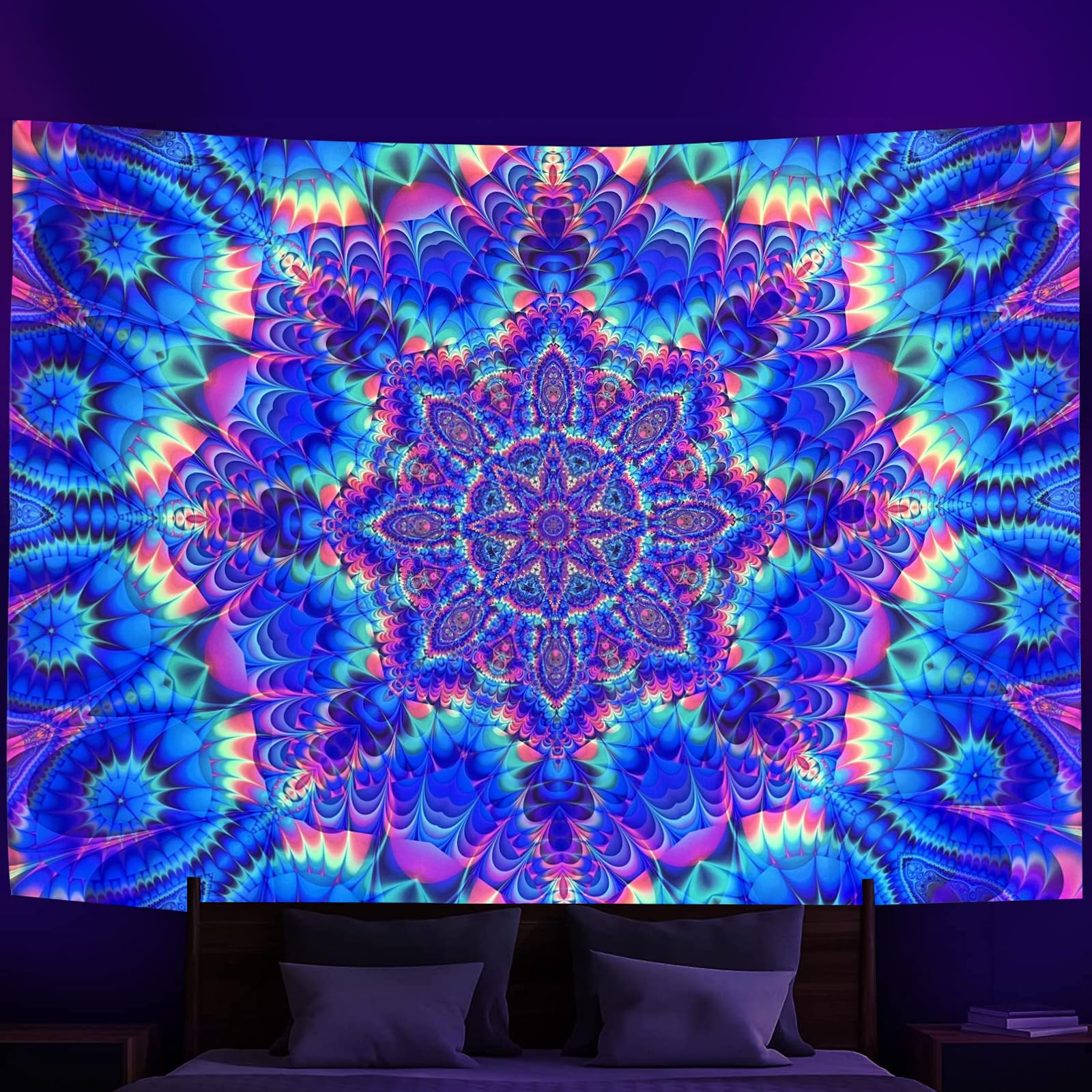 Arazzo Mandala UV Reactive Per Camera - Decorazione Parete 120x32.5cm Per Stanza, Festa O Reggipetto - Foto 8