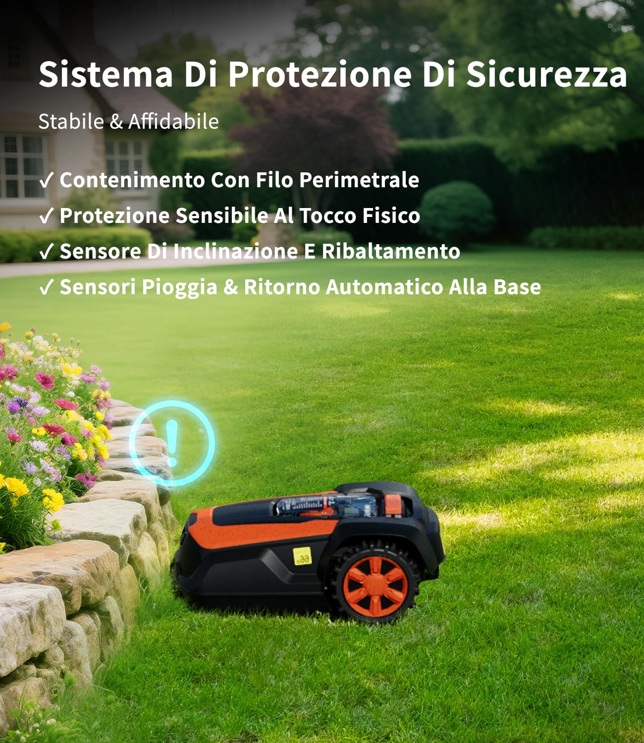 M1 Robot Tagliaerba con Filo Perimetrale fino a 1400 m², Rasaerba Robot Automatico, Altezza di Taglio 25–65 mm, Pendenza fino al 47%, Larghezza di Taglio 22 cm, Controllo App e Bluetooth