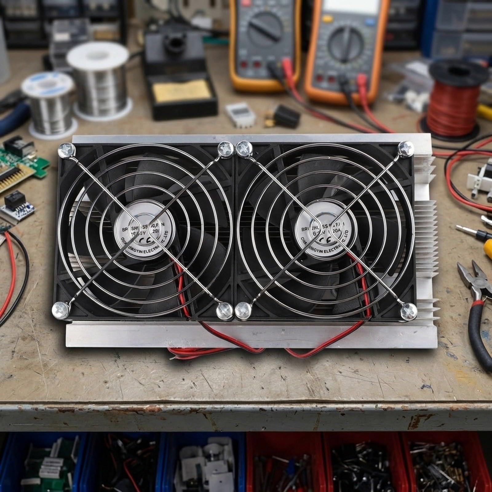 Sistema de refrigeración termoeléctrico Peltier con doble ventilador para bricolaje, 12 V, 144 W, refrigeración semiconductora, silencioso, sin vibraciones, para espacios pequeños de hasta 10 l de