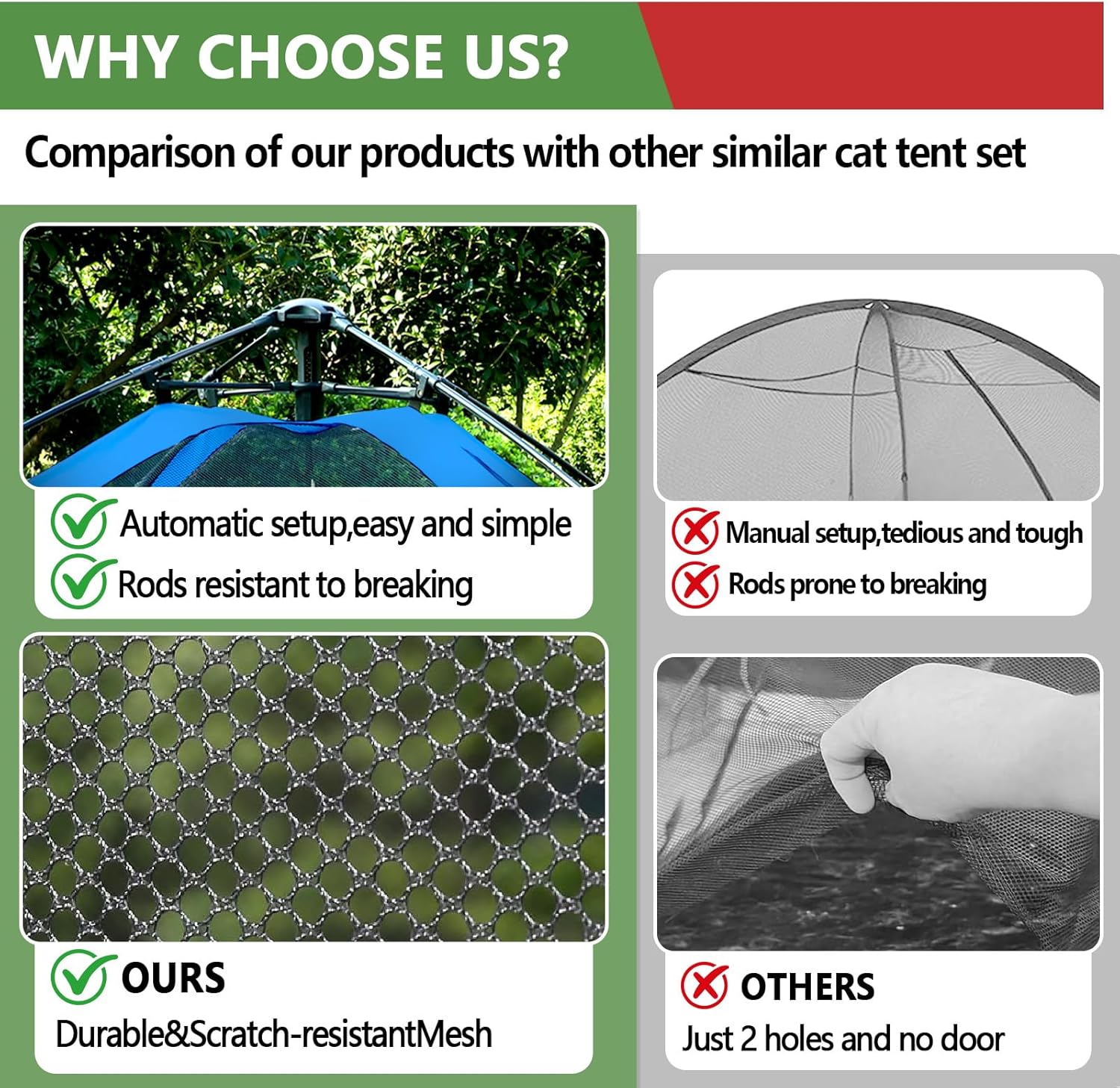 CypherX Extra Large Catio Outdoor Cat Enclosure, 3-Tier Cat Tents with Tunnels for Indoor Cats/Pop Up Cube, Cat Tower Playpen with 2 Tunnels and Tents, Portable Pet Playhouse for Outside,Patio (Blue)