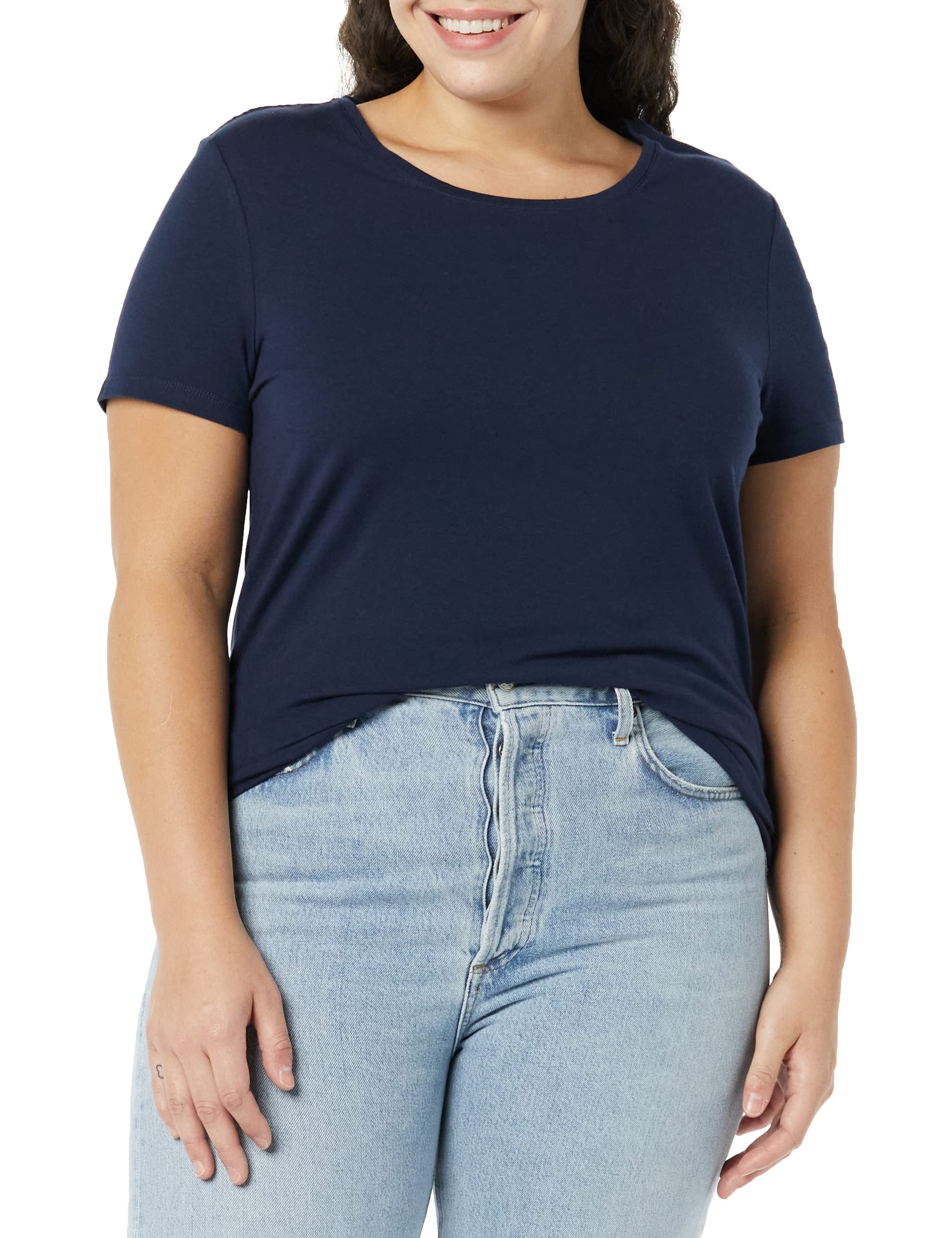 Amazon Essentials T-Shirt Girocollo a Maniche Corte con vestibilità Classica Donna, Confezioni Multiple