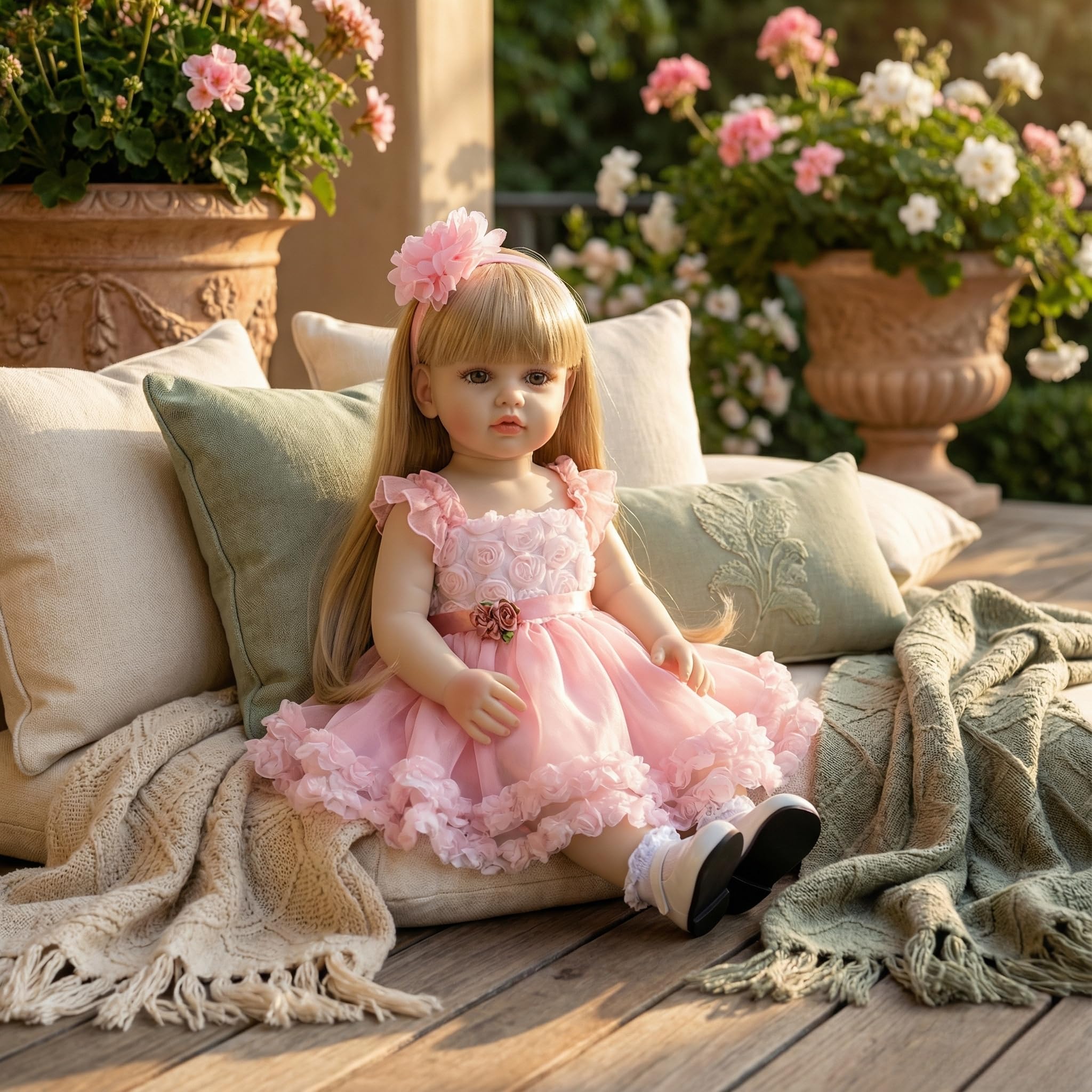 ピンクの花柄リボーンドール Amazon | ピンキーリボーン ラブリー 22インチ 55cm リボーン ベビー