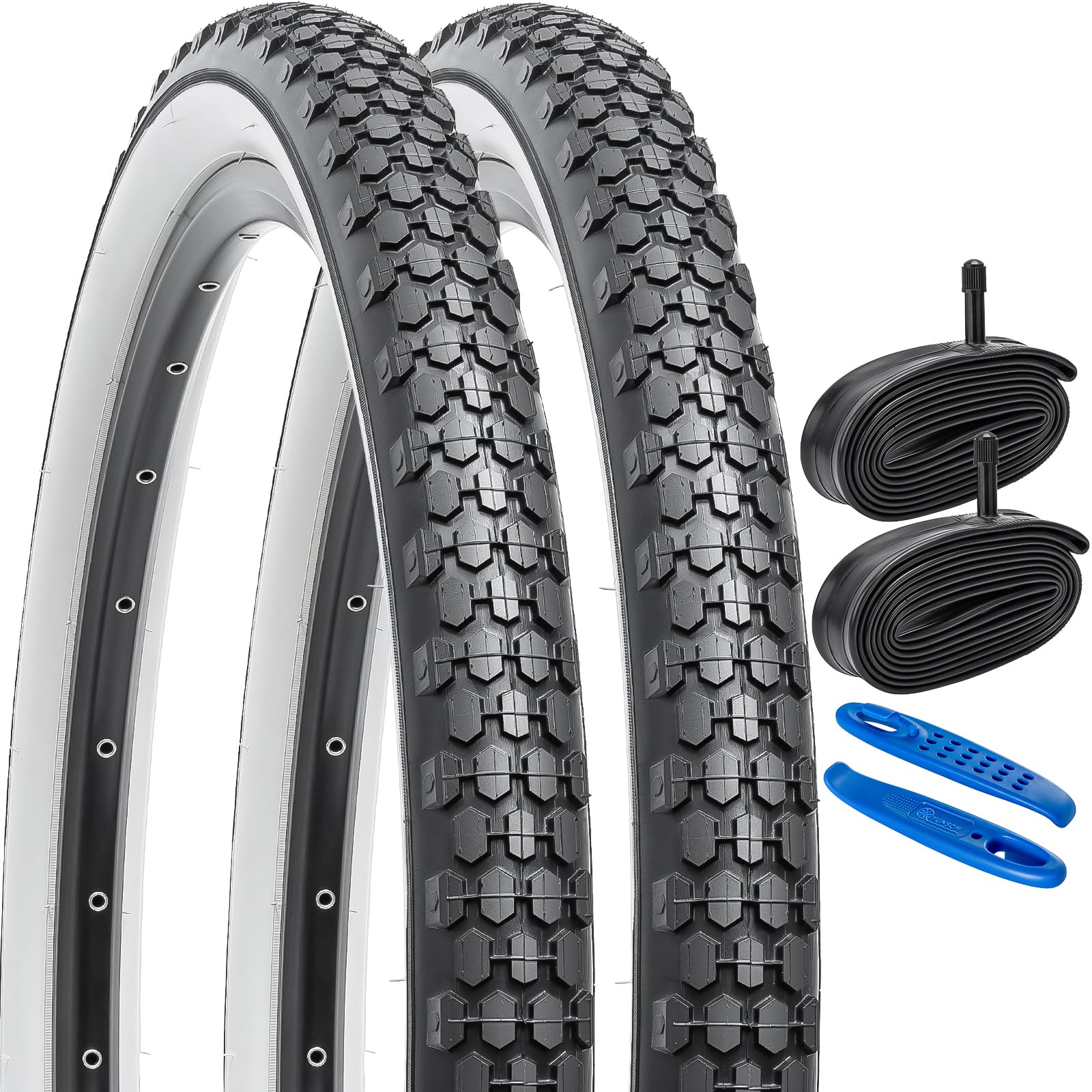 YUNSCM 2 Pack 26" Bike Tyre (26 x 2.125/57-559 & 26") with Schrader Valve Compatible with 26x1.95 26x2.0 26x2.10 26x2.10 26x2.15 Mountain Bike Tires and Tubes (P-10) 0)