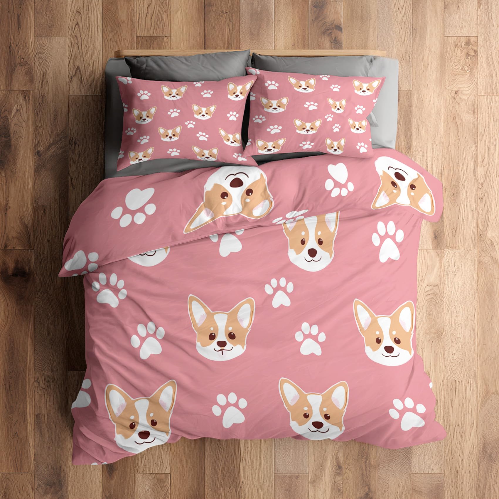 Parure de lit empreintes de chien pour décorer une chambre de fille avec style et confort